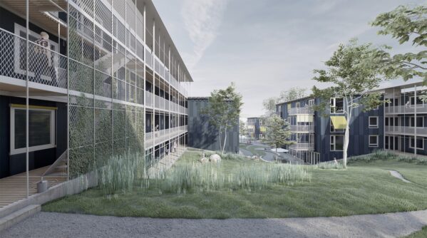 Aussenvisualisierung Hofraum 8. Rang Wohnüberbauung Salzweg Zürich Auftraggeber Stadt Zürich